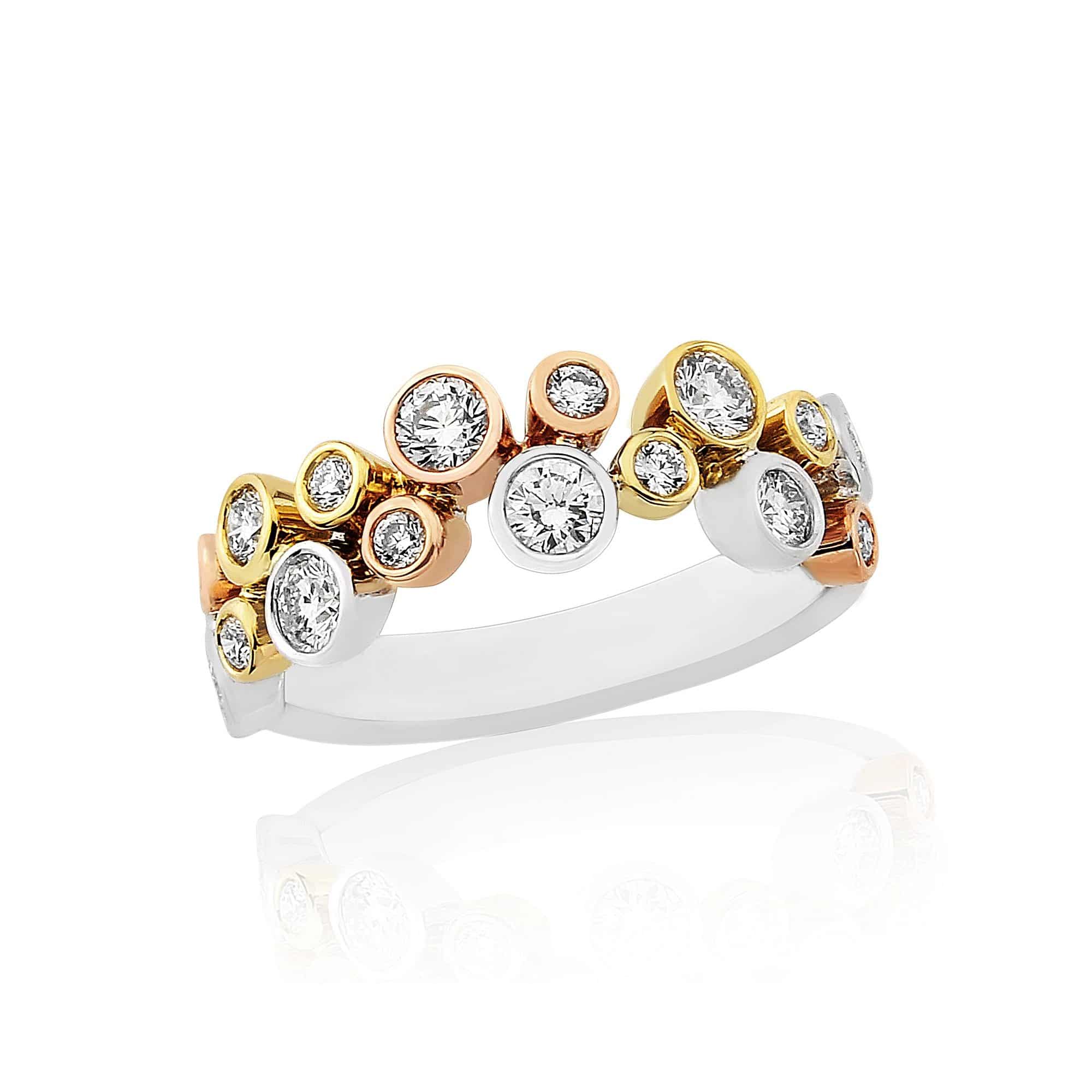 18ct White, Yellow and Rose Gold Scatter Ring, 0.75ct