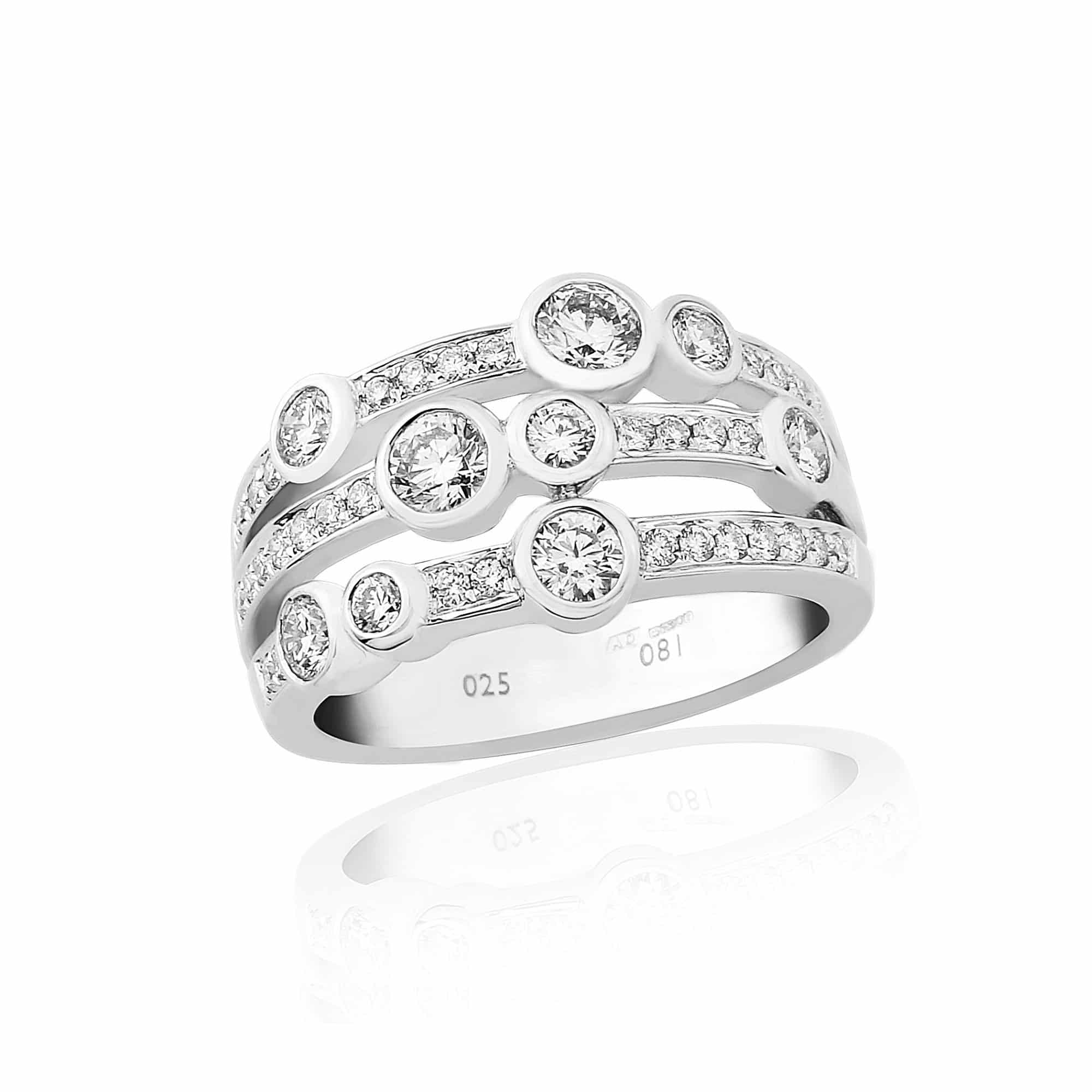 18ct White Gold Diamond Scatter Ring, 0.72ct
