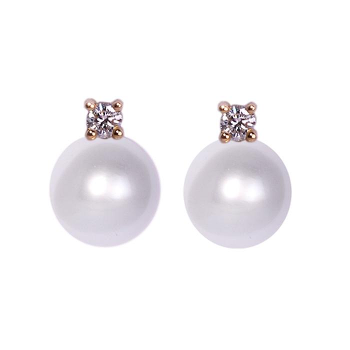 18ct White Gold & Diamond South Sea Pearl Stud Earrings, 0.10ct