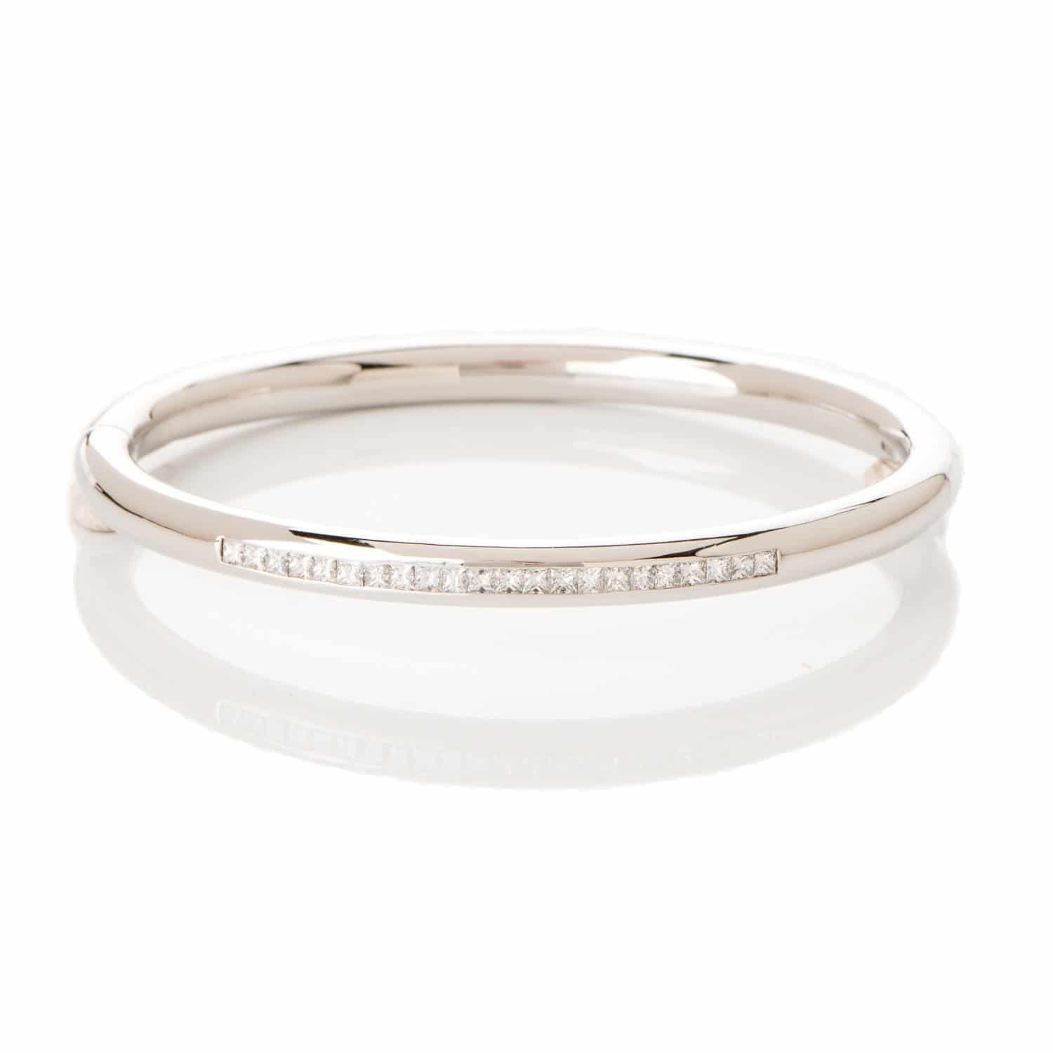 18ct White Gold Bangle With Channel Set Diamonds, 0.93ct
