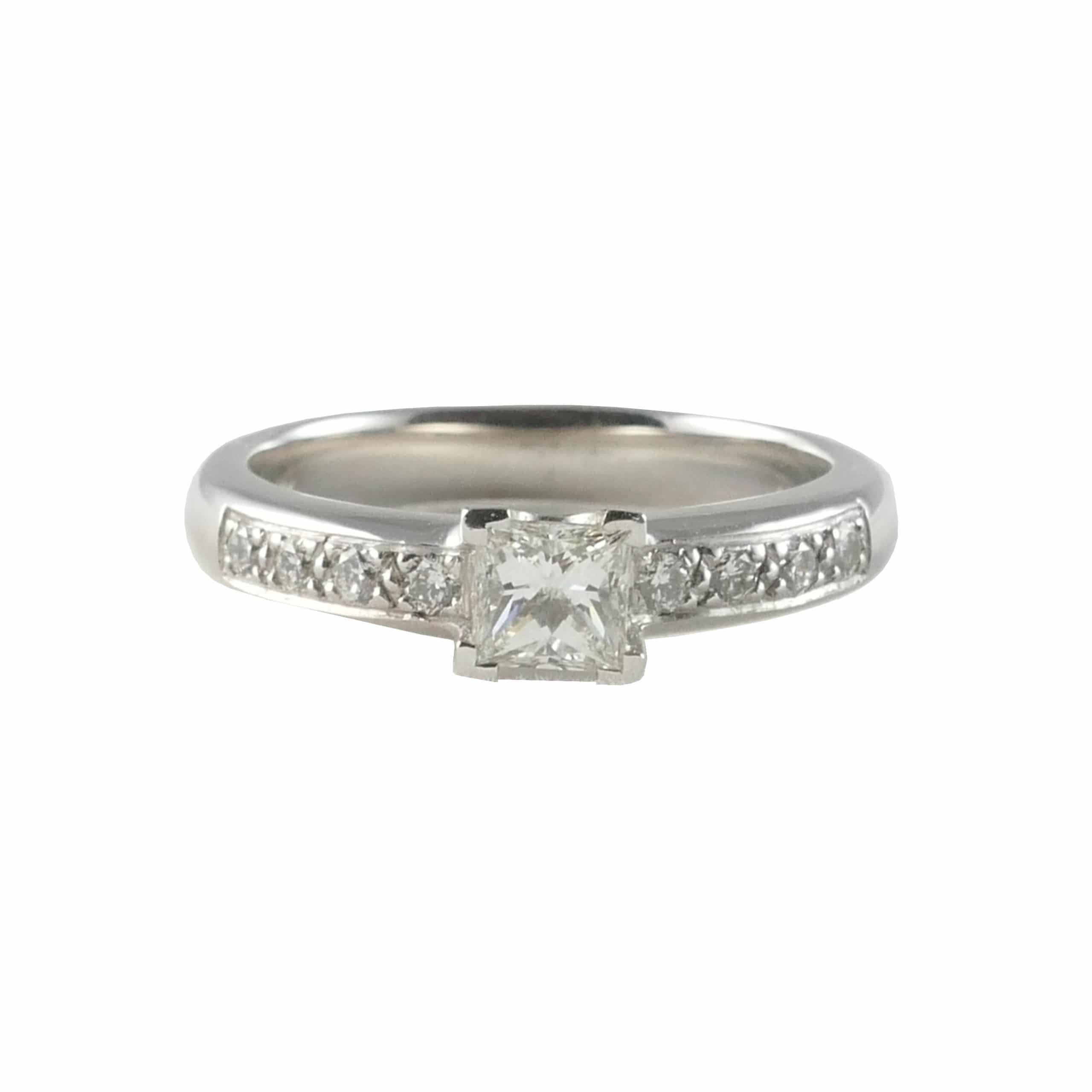 18ct White Princess Cut Diamond Engagement Ring, 0.45ct