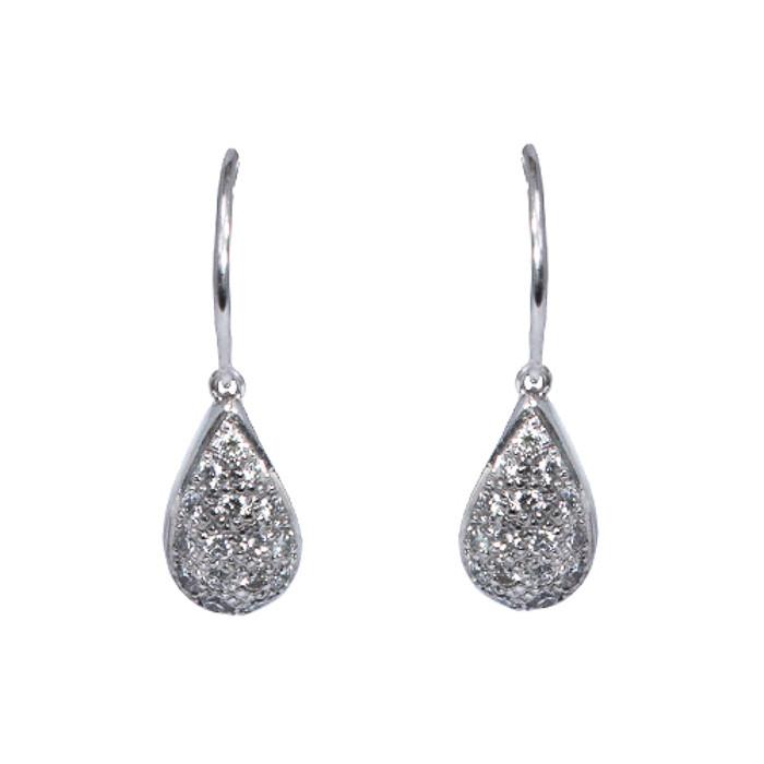 18ct White Gold & Pave Set Diamond Drop Earrings, 0.64ct