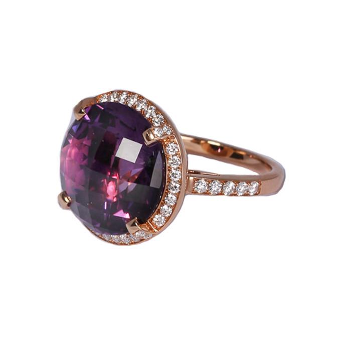 18ct Rose Gold Diamond & Amethyst Ring