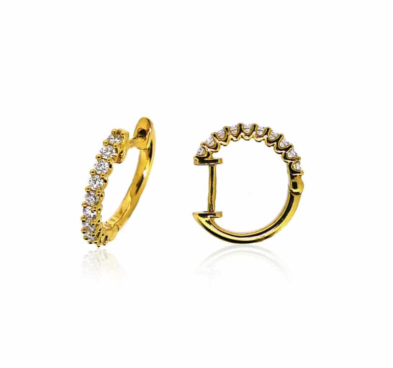 18ct Yellow Gold Claw Set Diamond Hoop Earrings, 0.25ct