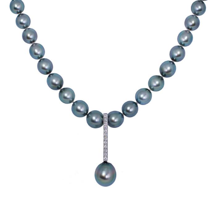 Tahitian Pearl & Diamond Necklace, 0.40ct