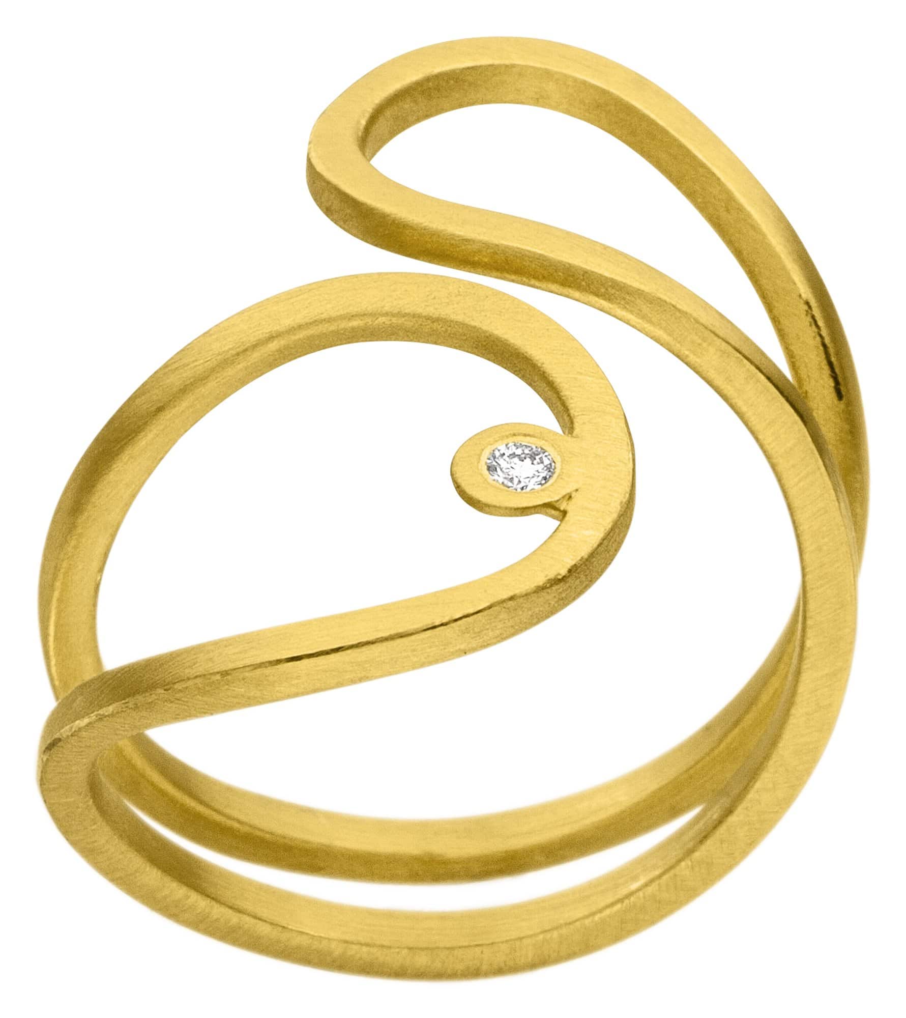 14ct Yellow Gold & Diamond Swirl Ring, 0.02ct