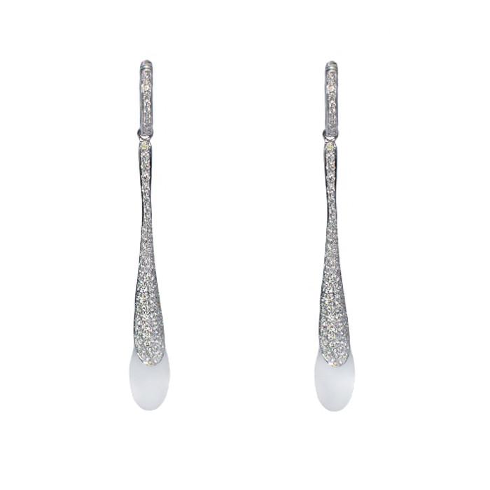 18ct White Gold Diamond & Rock Crystal Drop Earrings, 1.38cts