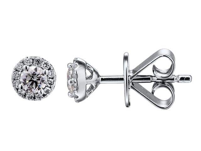 18ct White Gold Diamond Halo Cluster Stud Earrings, 0.22ct