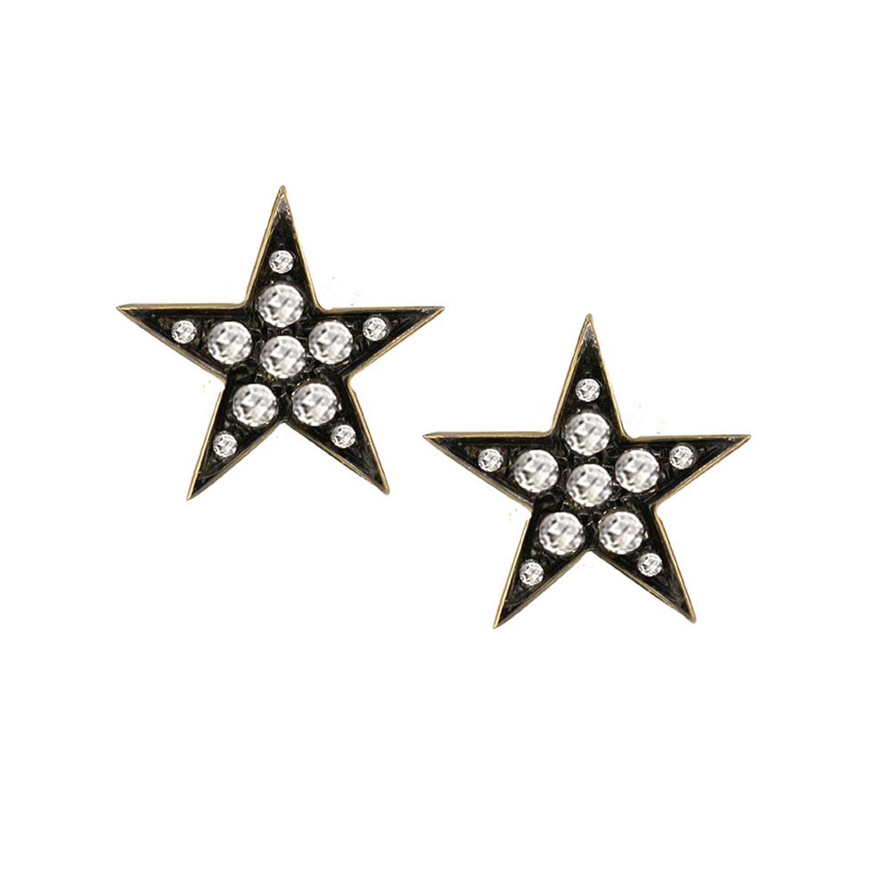 9ct Yellow Gold Rose Cut Diamond Star Earrings