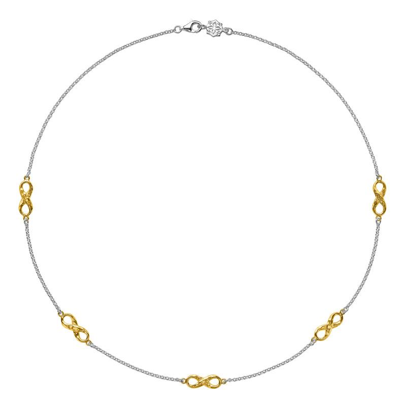 Sterling Silver & 18ct Gold Vermeil Entwined Infinity Necklace