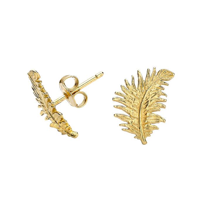 Small 18ct Gold Vermeil Feather Stud Earrings