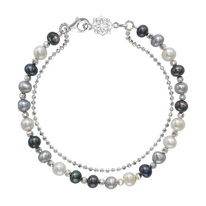 Sterling Silver & Mixed Pearl Bead Orissa Bracelet