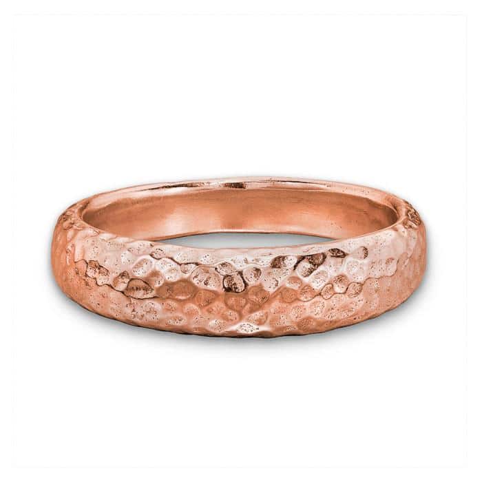 18ct Rose Gold Vermeil Tapering Hammered Band