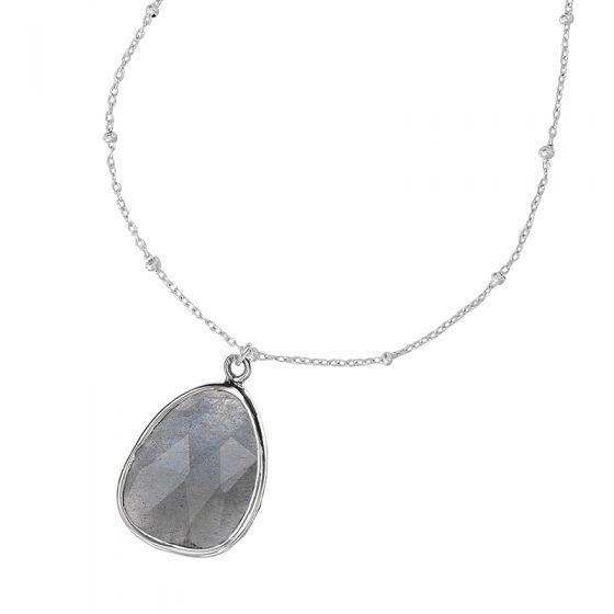 Sterling Silver Adjustable Chain & Labradorite Jewel Pendant