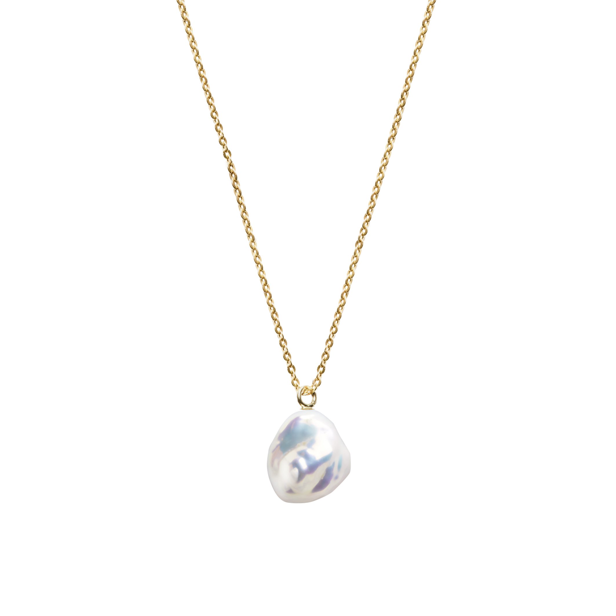 Mermaid Keshi Pearl Fine Chain Necklace 9ct Yellow Gold