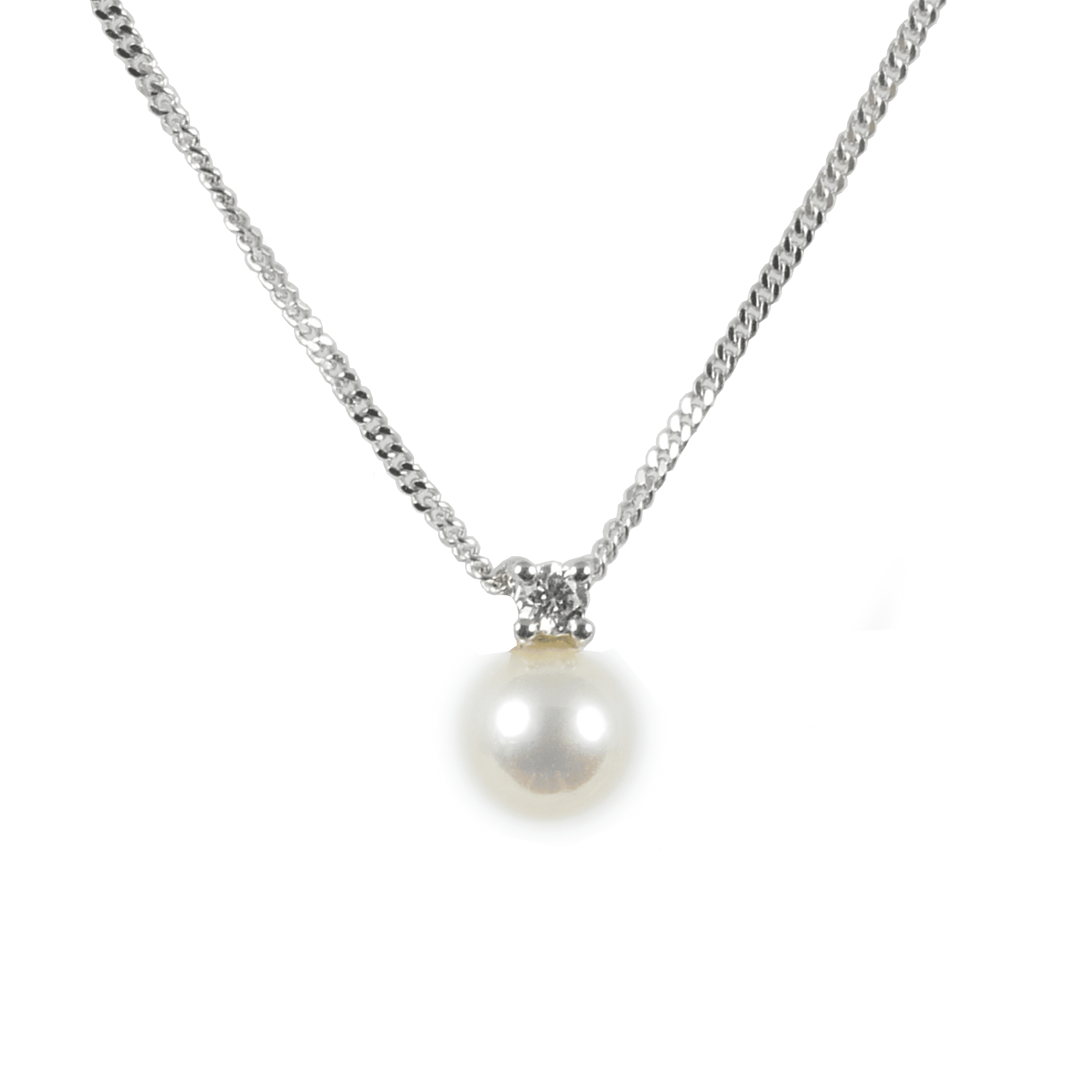 18ct White Gold Akoya Pearl & Diamond Pendant, 0.06ct