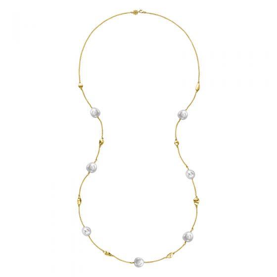 18ct Gold Vermeil Nugget & White Freshwater Pearl Necklace