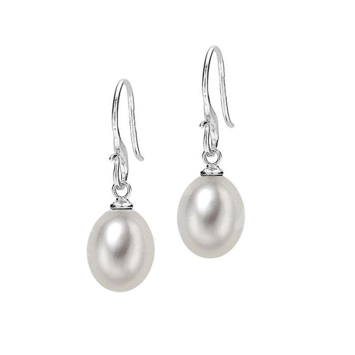 Sterling Silver 10mm Oval Dove Grey Freshwater Pearl Earrings