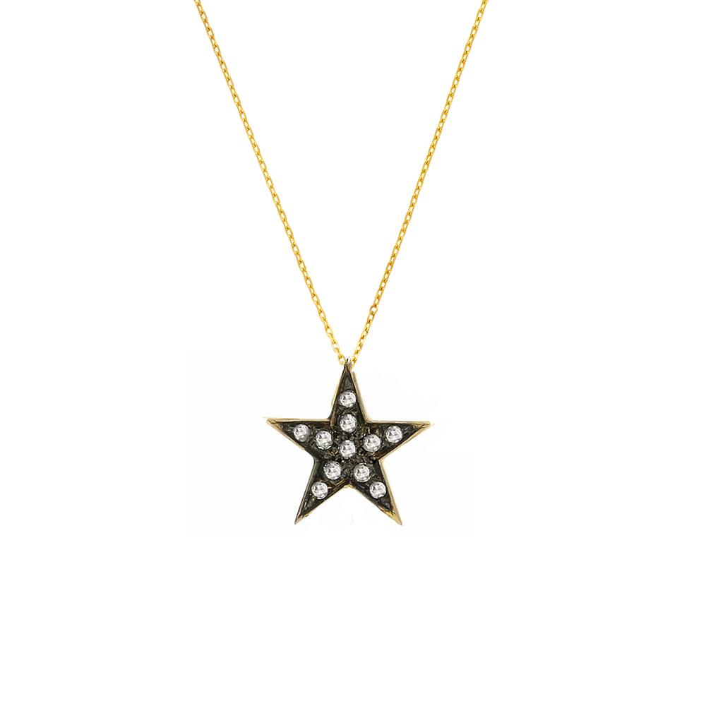 9ct Yellow Gold Rose Cut Diamond Starry Night Star Pendant