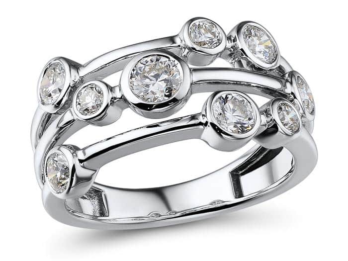 18ct White Gold Diamond Scatter Ring, 1.08cts