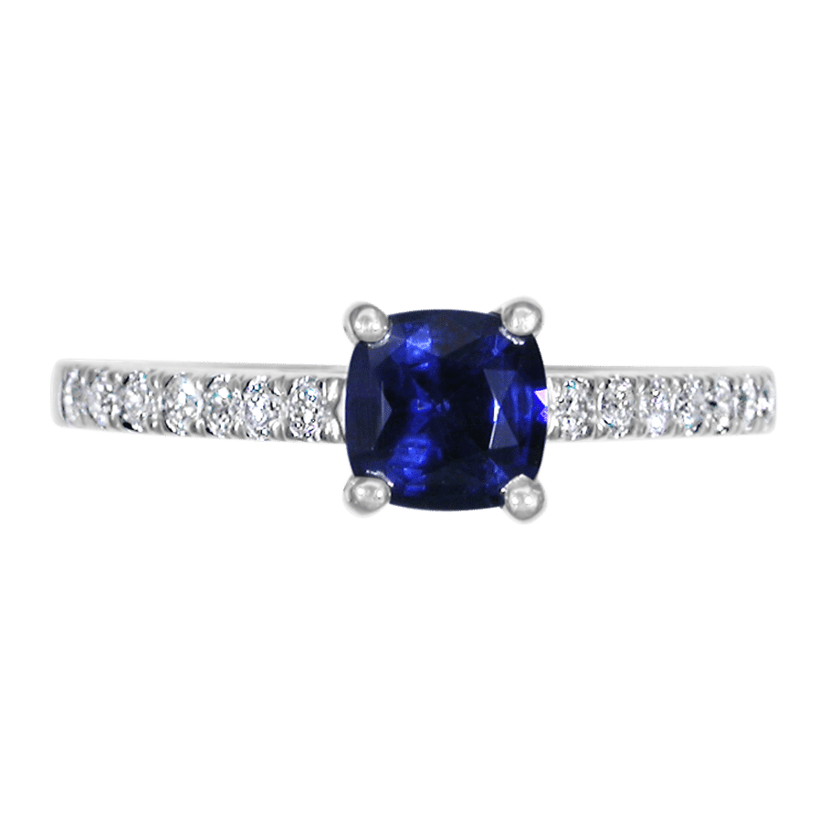 Platinum Blue Sapphire & Diamond Ring