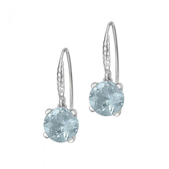 Sterling Silver 8mm Aquamarine Claw-Set Twinkle Drop Earrings