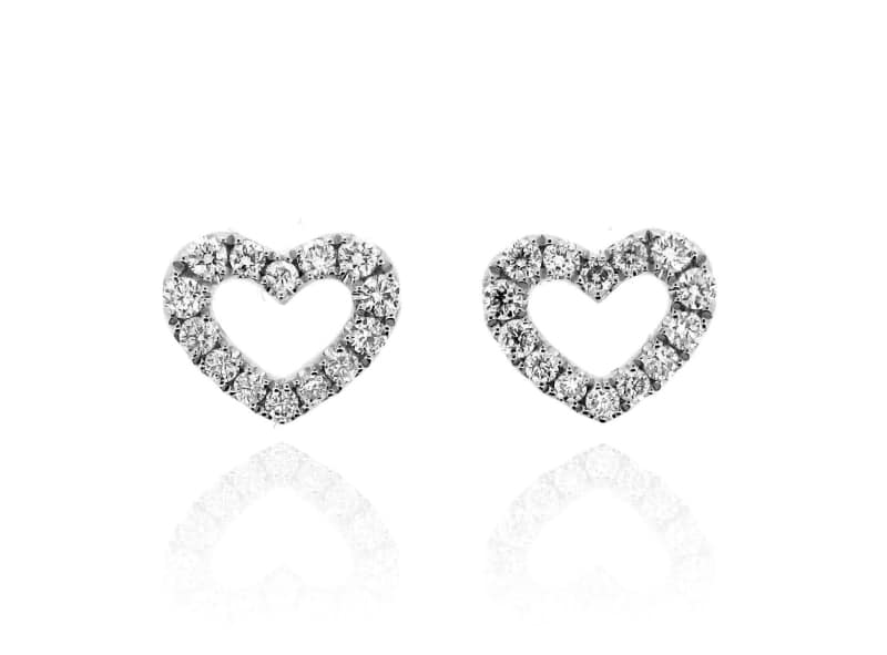 18ct White Gold Diamond Heart Earrings, 0.20cts