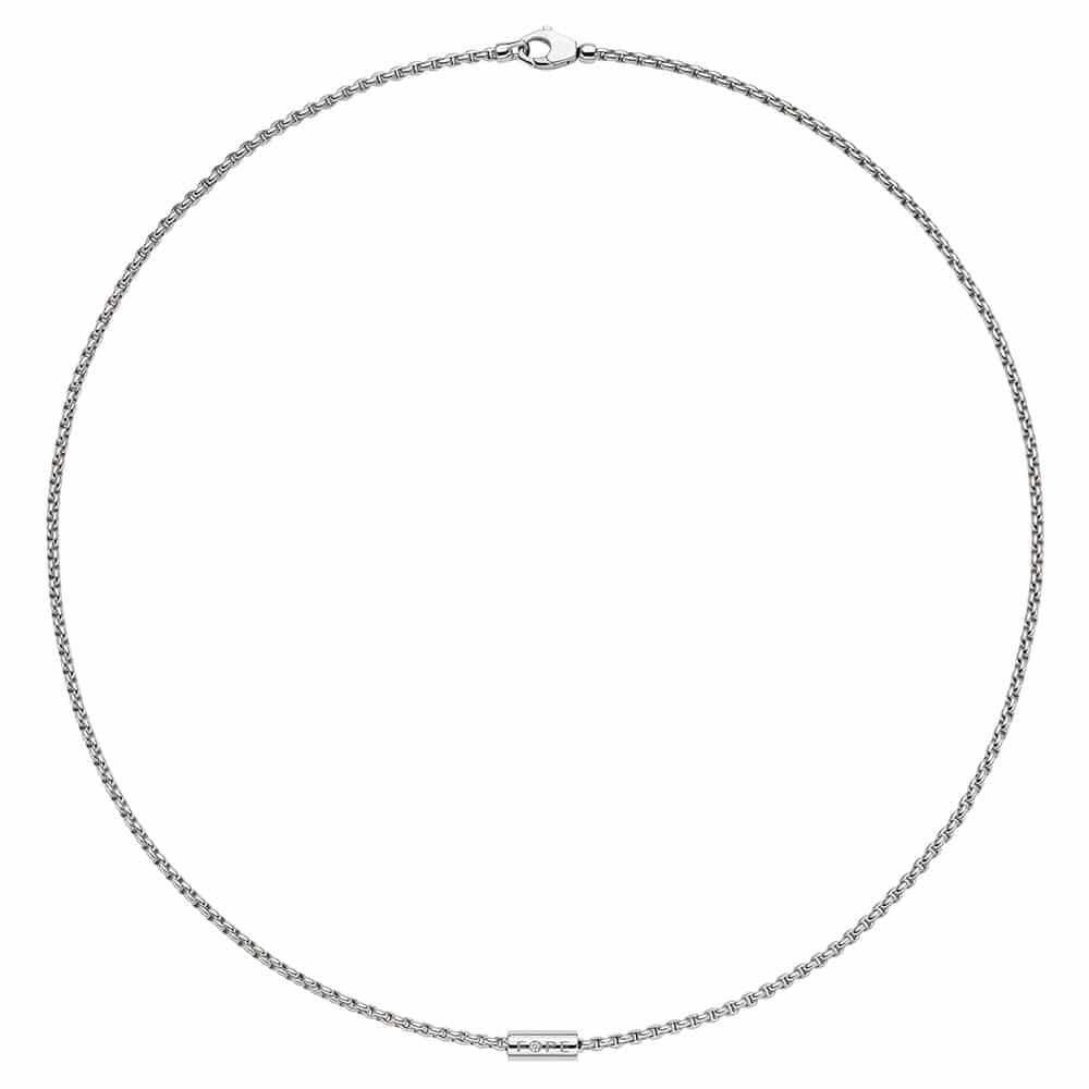 FOPE Aria 18ct White Gold Necklace, 0.02ct