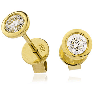 18ct Yellow Gold Diamond Rubover Stud Earrings 0.18cts