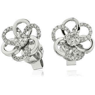 18ct White Gold Diamond Floral Earrings 0.20cts