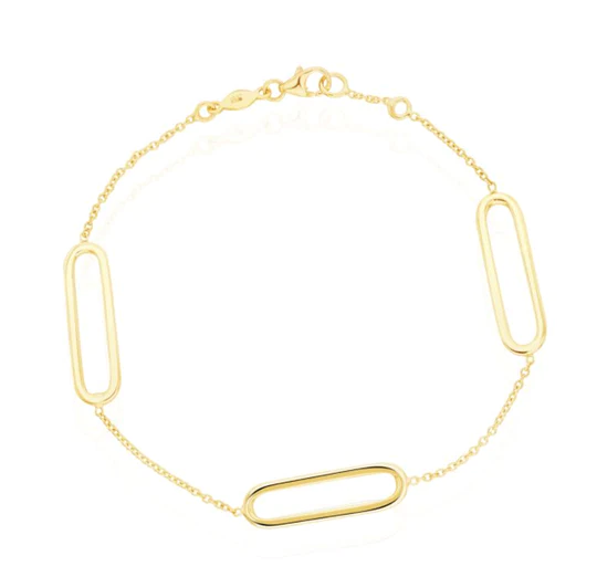9ct Yellow Gold Open Oval and Chain Bracelet