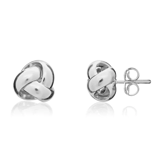 9CT White Gold Polished Knot Stud Earrings 9mm