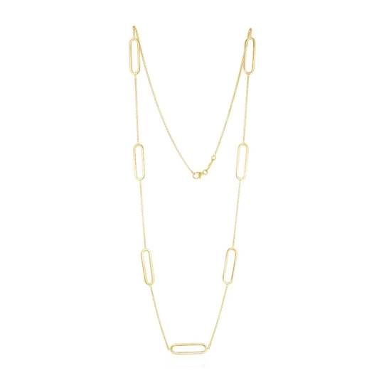 9CT Yellow Gold Open Oval & Chain 24″