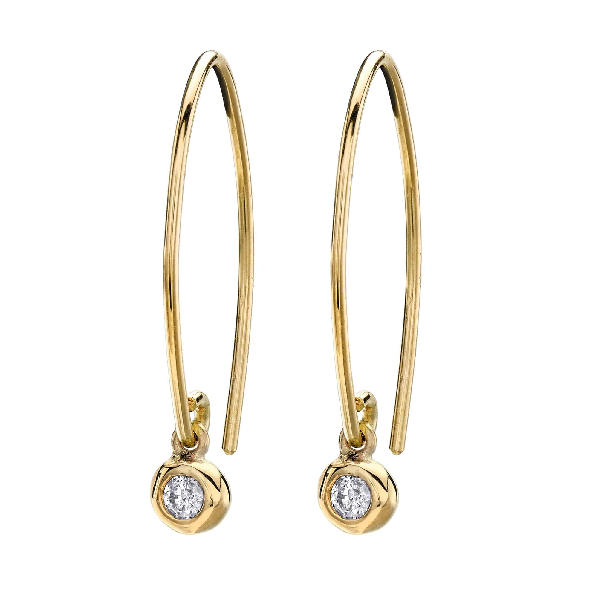9ct Yellow Gold Diamond Drop Earrings
