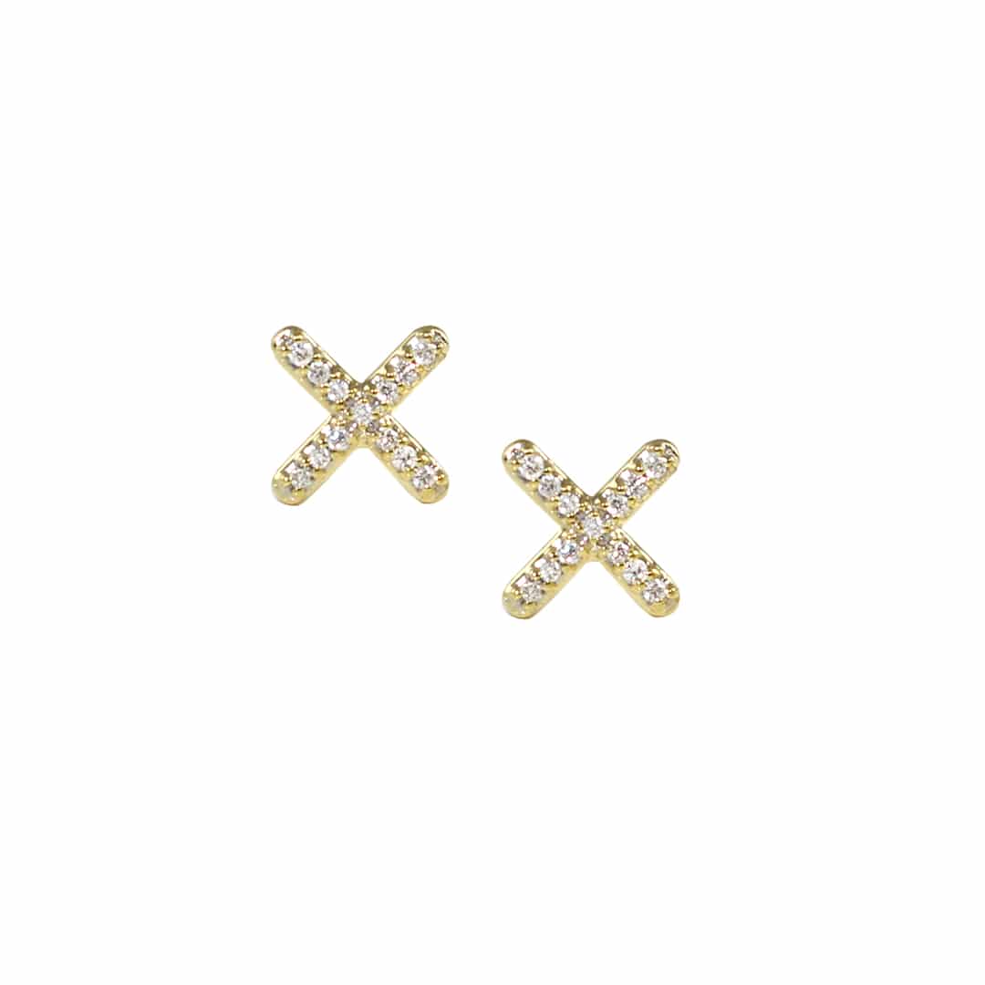 9ct Yellow Gold Diamond Kiss Earrings