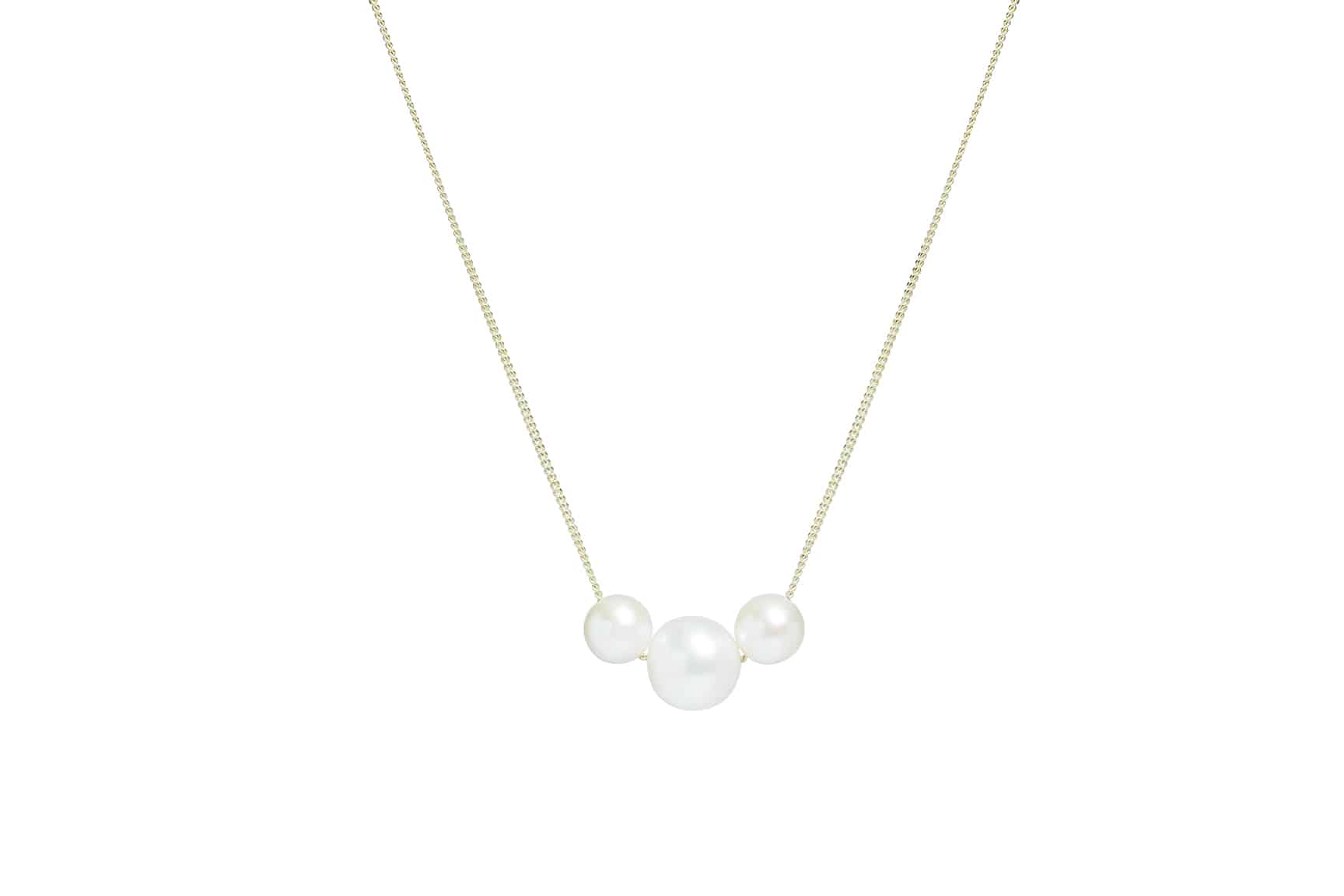 9ct Yellow Gold Trio Pearl Necklace