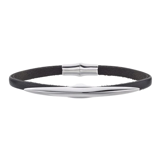Arc Single Wrap Bracelet – Leather & Silver