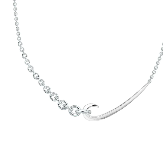 Hook Chain Choker Pendant Silver