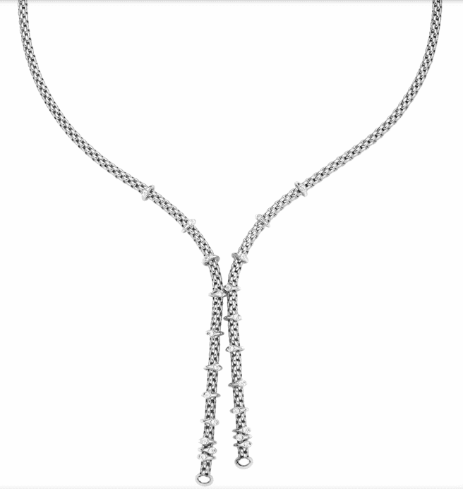 FOPE 18ct White Gold Prima Lariat, with diamond rondels, 0.30cts