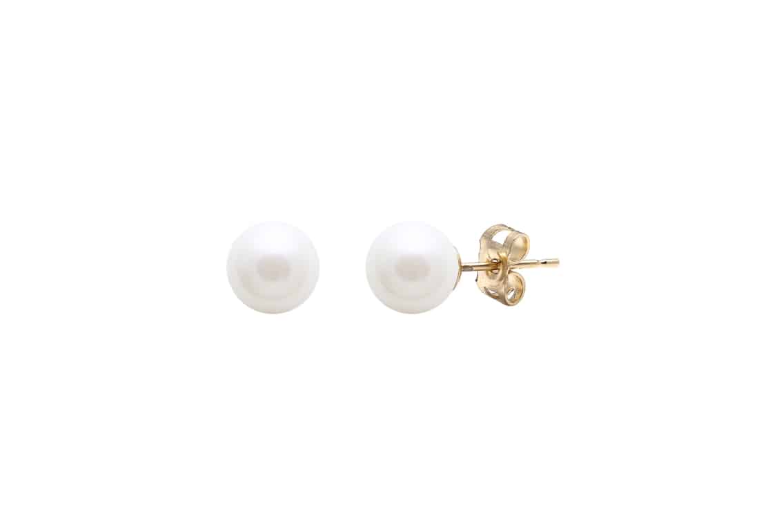 9ct Yellow Gold Freshwater Pearl Stud Earrings 5mm