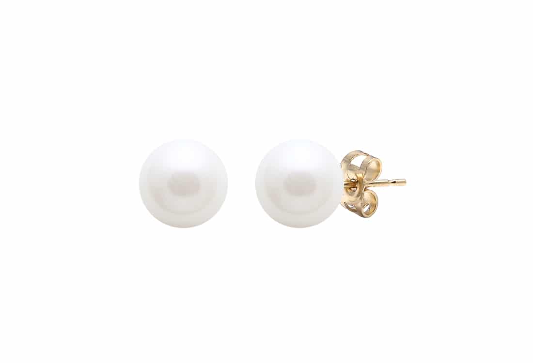 9ct Yellow Gold Freshwater Pearl Stud Earrings 6mm